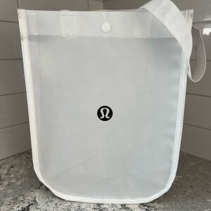 Lululemon White Tote with Center Logo reusable tote shopping bag